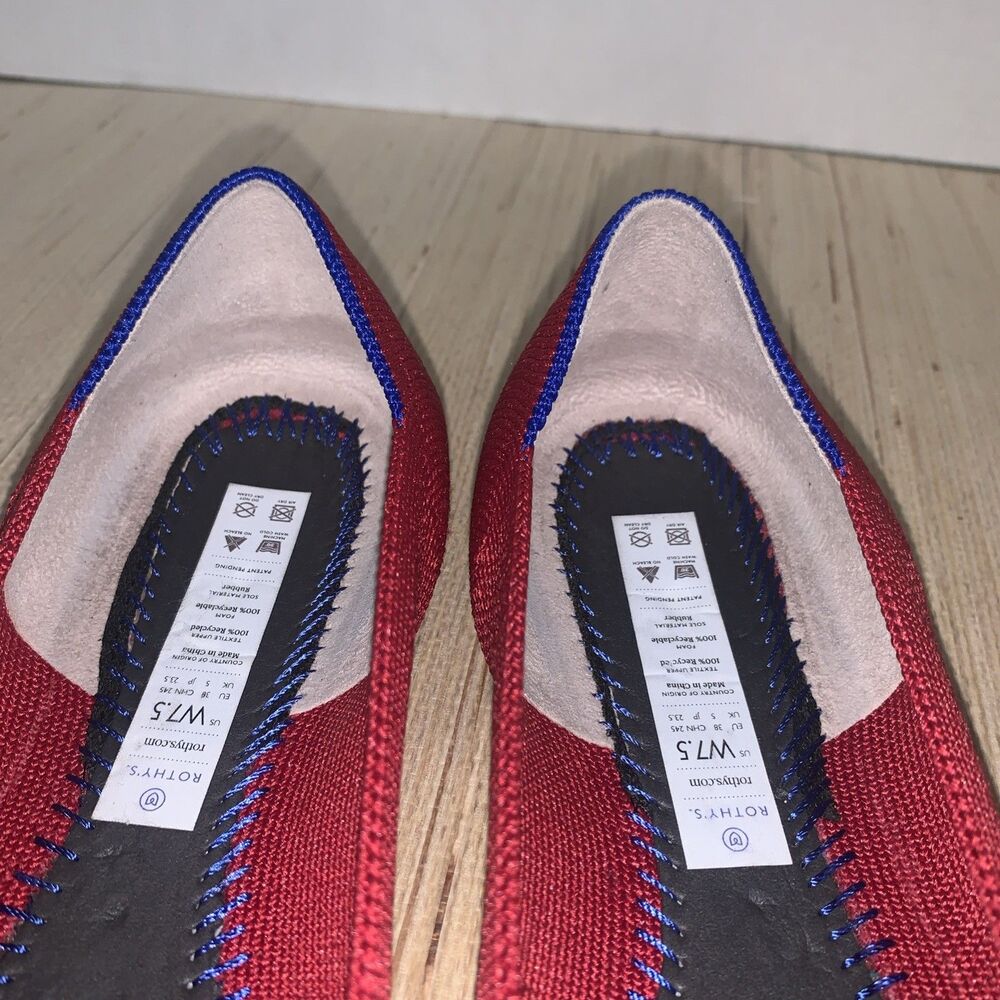 ROTHYS Women's 7.5 Pointed Ballet Flats Chili Red Washable Shoes Casual Office - Picture 6 of 13